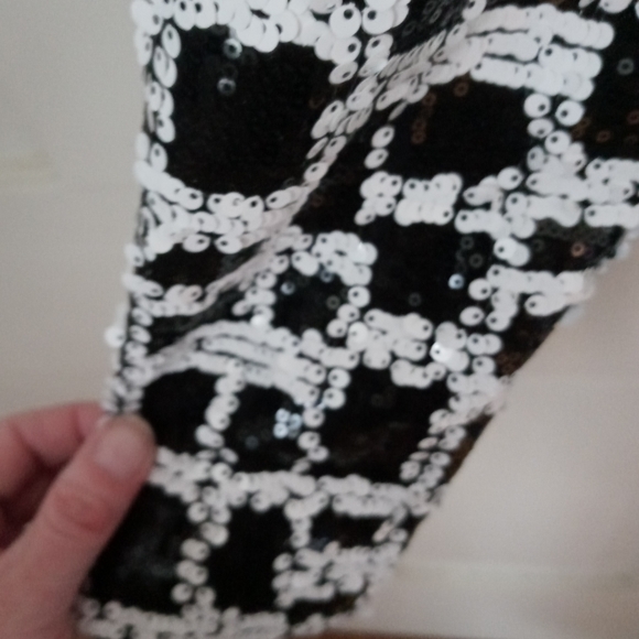 New black & white sequin plaid lightweight jacket - Picture 6 of 9